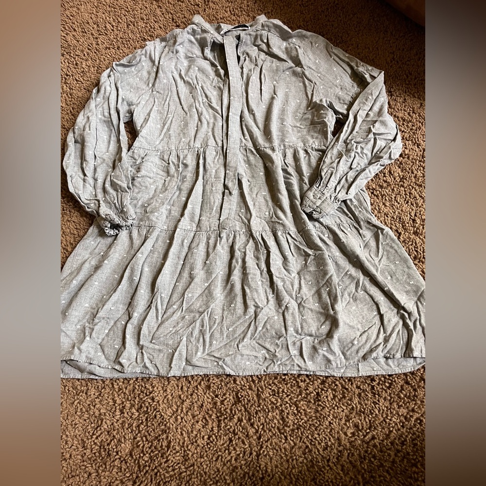 Zara Gray with White Dots Babydoll Dress